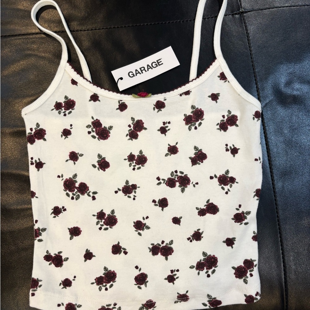 Garage Floral White Tank Top